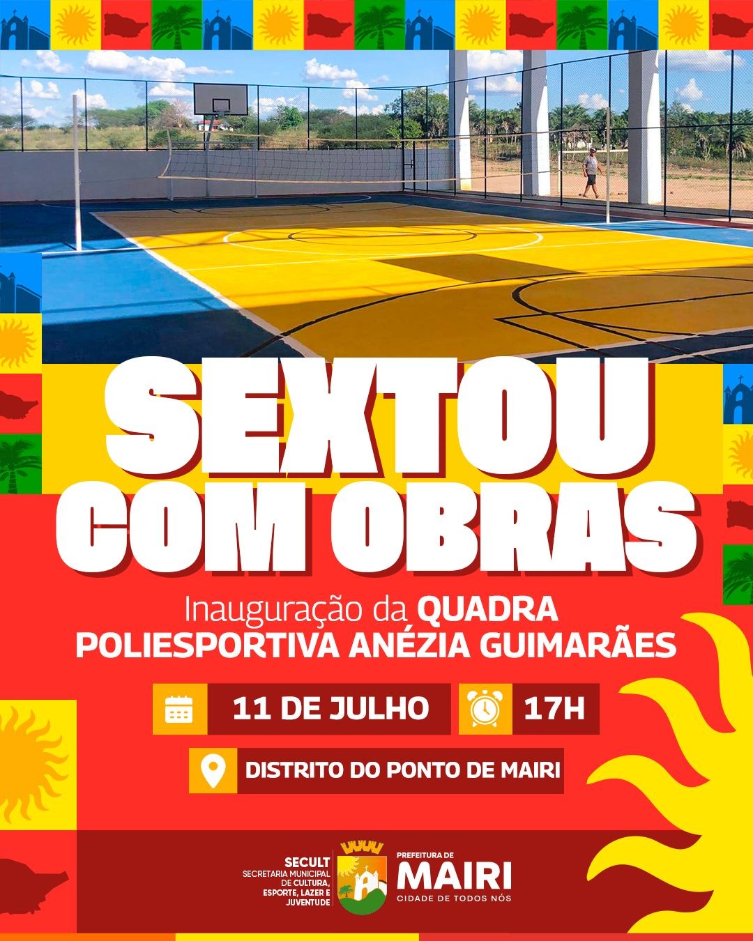 Prefeitura de Mairi inaugura quadra poliesportiva no distrito do Ponto