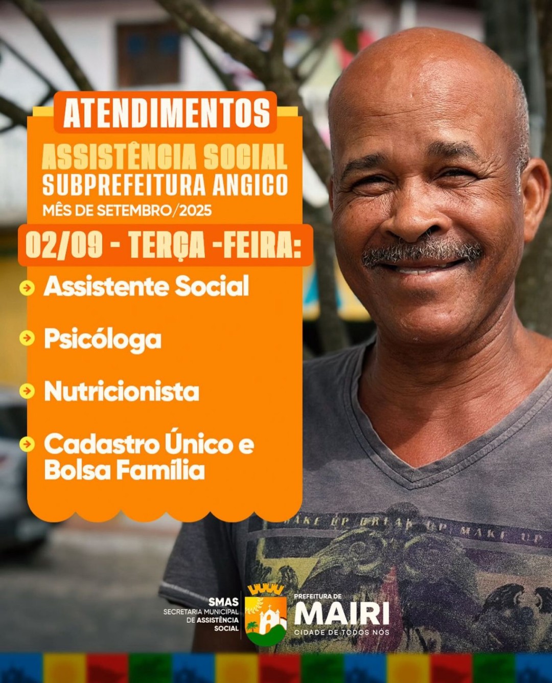 Nesta terça-feira haverá atendimentos da Assistência Social na Subprefeitura de Angico