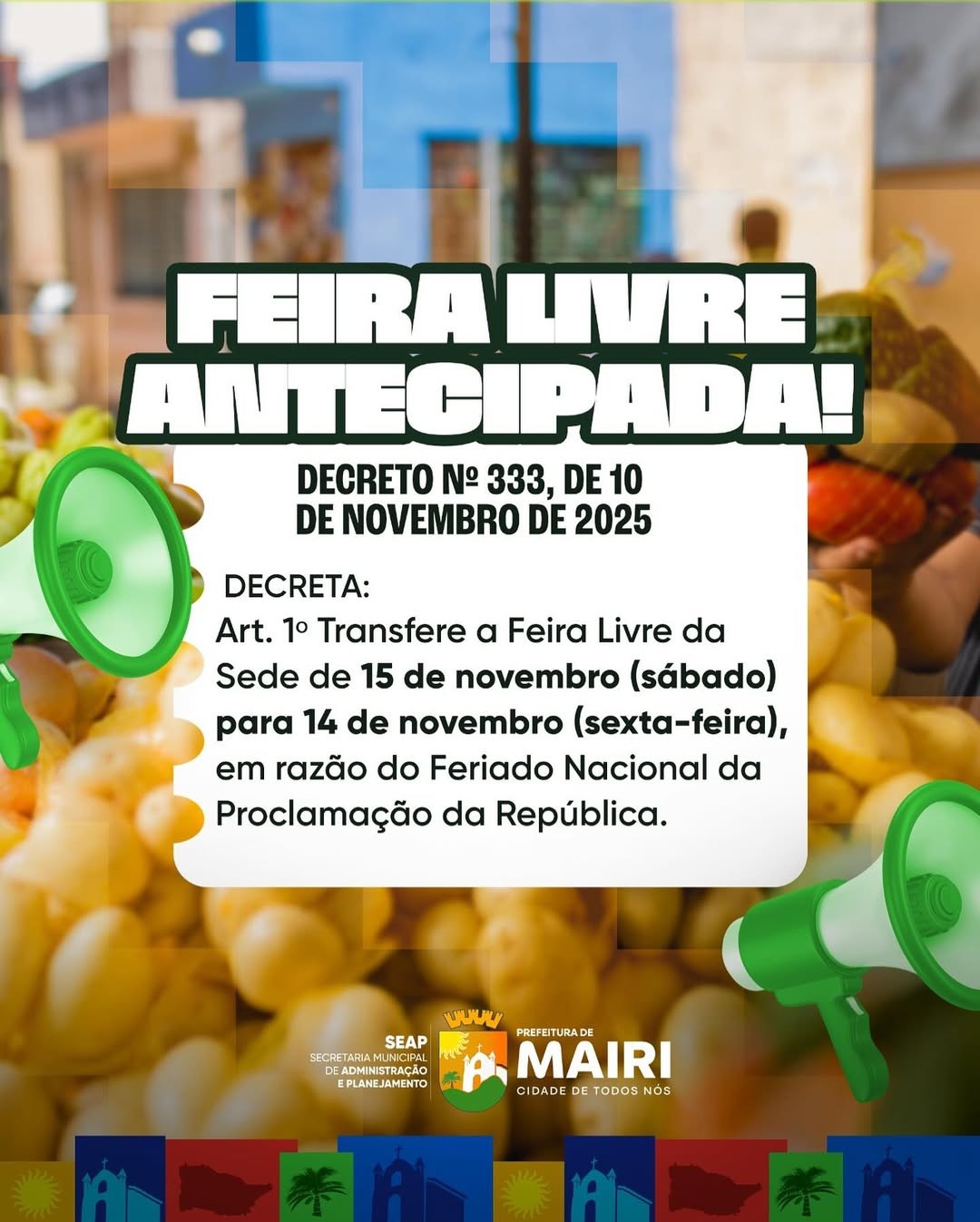 Feira Livre antecipada em Mairi
